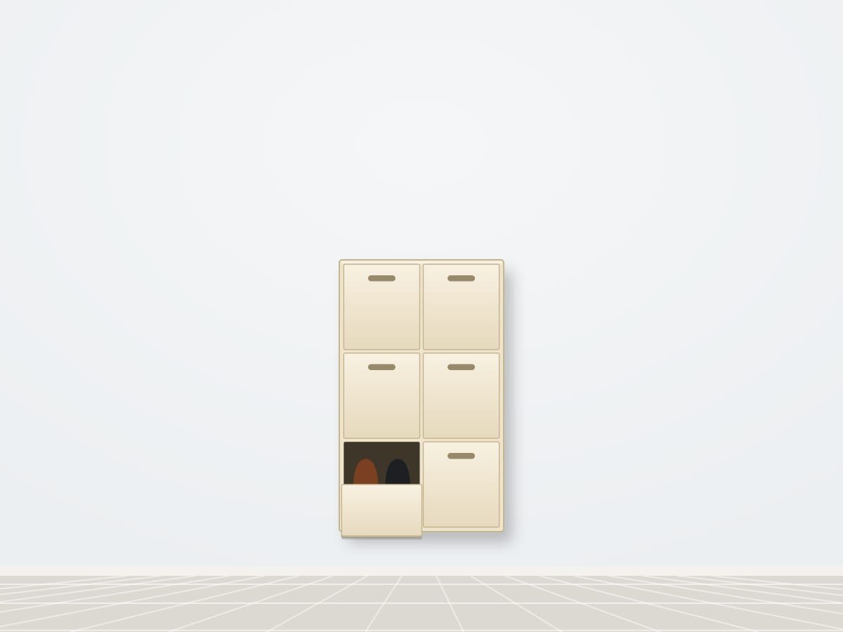 Illustration of the Double decker, 3 step wall-mounted metal shoe rack in black
